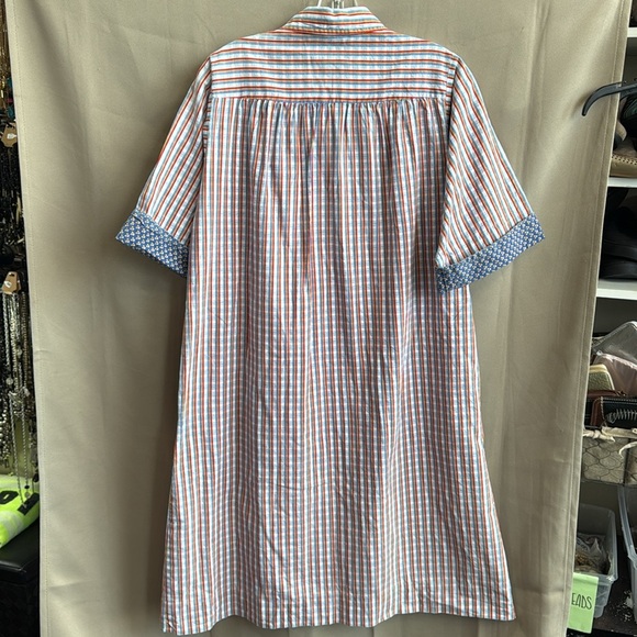 80s Vintage Plaid Snap Front House Coat L - Picture 3 of 5